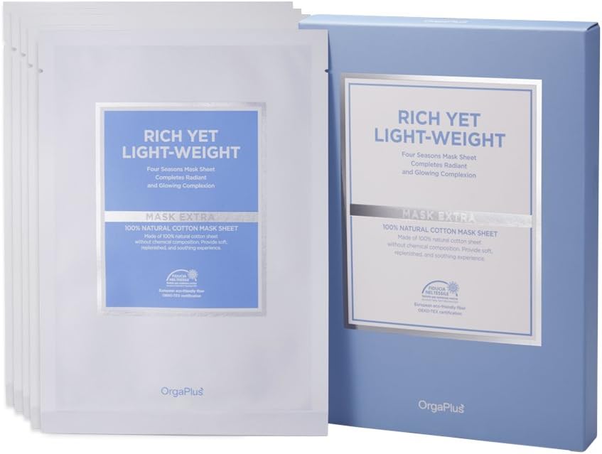 Nature & Nature OrgaPlus Rich Yet Light-Weight Mask Extra 5EA Set - Anti Wrinkle Functional Facial Mask Sheet Contains Pure Natural Oil Serum