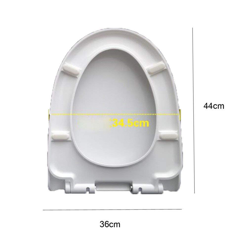 Asiento de inodoro universal grueso en forma de U, tapa empotrada, color blanco, 44 x 36 cm