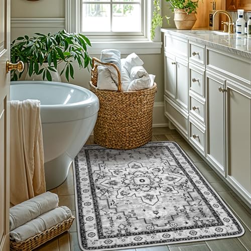 LBRO2M Machine Washable Rug Soft Pet Friendly Carpet 3X5 Gray