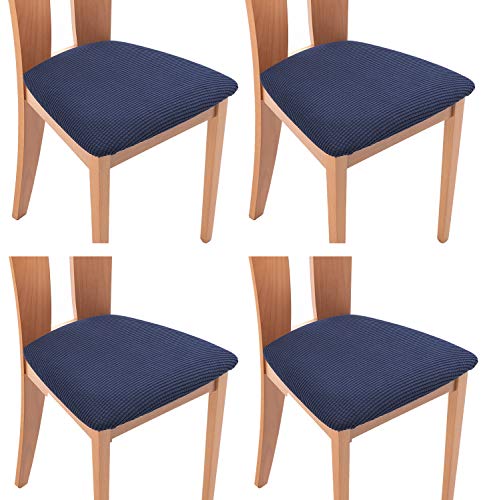 TIANSHU 座面カバー, 4枚 椅子カバー 座面 チェアカバー 選べる 11色 伸縮素材 ストレッチ ふわふわ 家庭 ホテル用