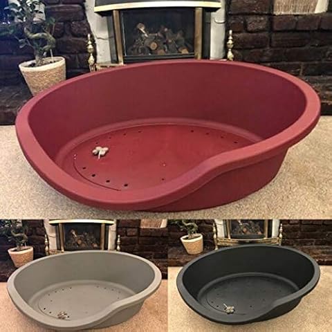 Tamersgifts Large PLASTIC DOG CAT TUFF PET BED BASKET HEAVY DUTY - 3 Colours Size external 80cm x 60cm x 25cm (Internal 65cm x 49cm) (Black) Cover