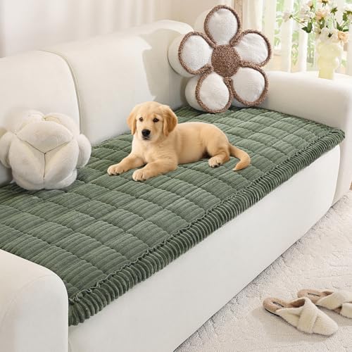 Royhom Housse de Canapé Épais, Protege Canape Cuir Anti-dérapant, Housse Canape d'angle, Doux Couverture pour Canapé, Tapis, Rebord de Fenêtre (Vert, 70 x...