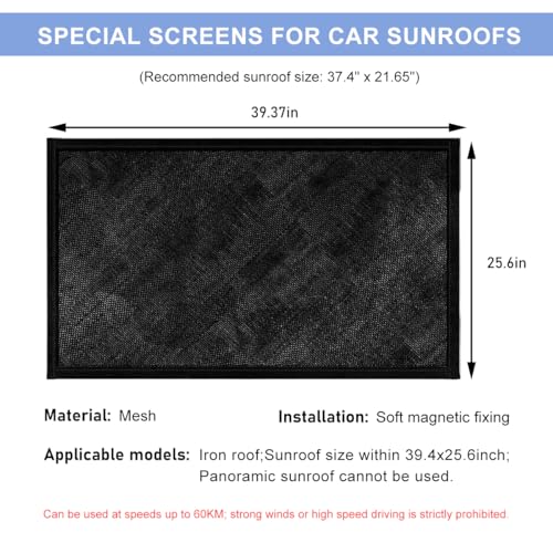 Image of Car Window Shade, 25.6 inchx39.4 inch Breathable Mesh Magnetic Auto Sunroof Sunshade, Car Window Screen for Sun, Glare and UV Rays Protection, Vehicle Sun Shades for Baby and Kids