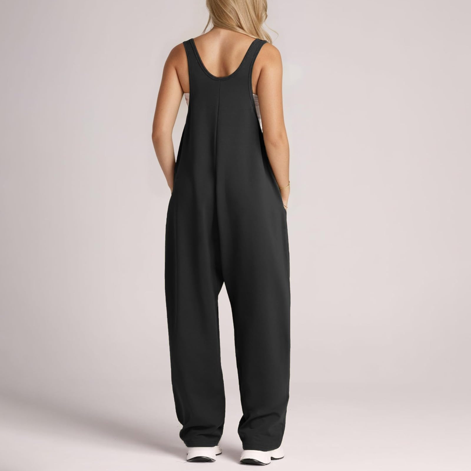 Litthing Salopette Femme Ample Combinaisons sans Manches avec Poches Lâches Salopette de Travail Femme Larges Bretelles Décontractée Combishort D'été