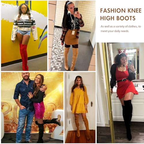 Vepose Women’s Thigh High Over The Knee Boots Suede Fashion Long 3.5 Inch Heel Boots with Zipper2