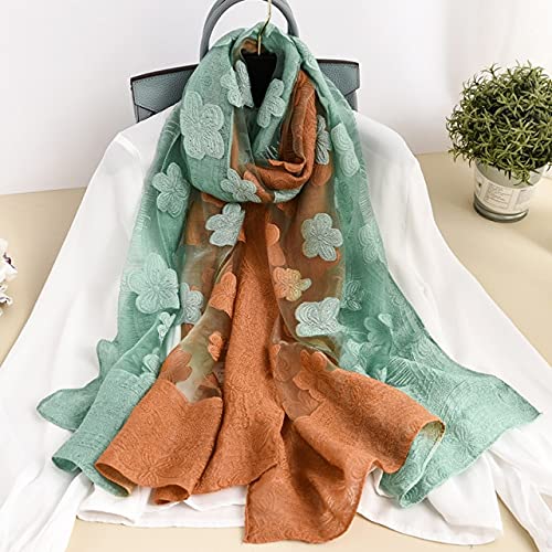 Châle en soie et organza orné de fil doré, foulard luxe A14-32
