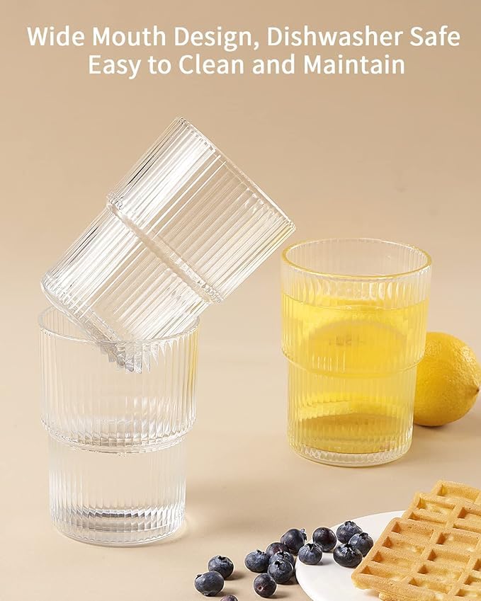 Image of WRINGO 280ml Italian Premium Juice Glasses and Transparent Water Glass Medium Size Tumbler Glasses for Drinking Water and Cocktail (Dot, Set of 6)