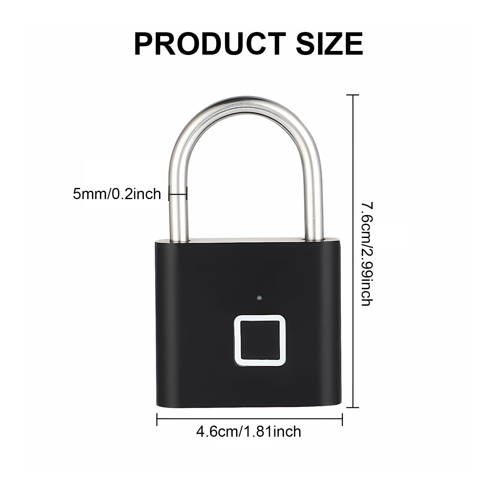 Lucchetto con Impronta Digitale – Ricarica USB-C, Impermeabile IP65 & Antiruggine – Per Palestra, Giardino, Bicicletta – Registra 20 Impronte, Cavo in Acciaio Antiscasso