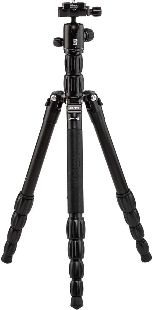 MeFOTO Backpacker S Lightweight 54.7" Aluminum Travel Tripod/Monopod w/Case, Twist Locks, Dual Action Ballhead w/Arca Swiss Plate for Mirrorless/DSLR Sony Nikon Canon Fuji - Aluminum Black (BPSABLK)