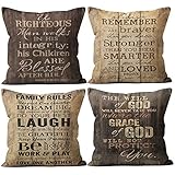 Vintage Rustic Style Be Amazing Inspiring Saying Quote Throw Pillow Covers, Gifts for Teen, Farm Porch Bench Decor, Farm Pillow Cases for Sofa Bed Couch,18 x 18 Inch Set of 4, Farm Living Room Decor