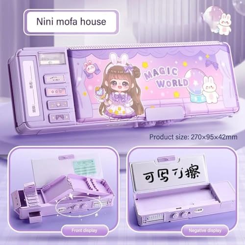 Image of Multifunctional Cute School Pencil Box for Girls, Space Compass Box & Magic World Compass Box for Boys, Aesthetic Stationary Items for Kids, Magnetic Pencil Box, Best Gifts