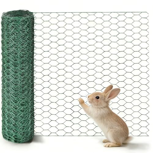 Chicken Wire for Floral Arrangements 15.7 x 157 in Green PVC Coated Hexagonal Netting Rust-Proof Garden Fence for DIY Crafts & Plant Protection Ideal for Florists Crafters & Gardeners