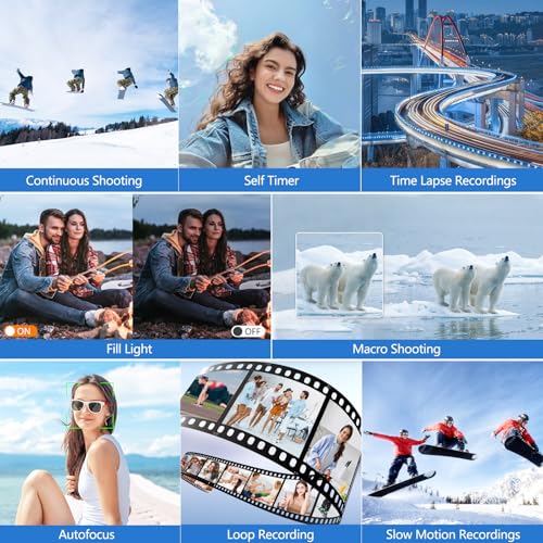 Image of Digital Camera for Photography, 4K Vlogging Camera for YouTube 3 inch 180 Flip Screen 18X Digital Zoom Compact Cameras with 32GB TF Card & 2 Batteries, White
