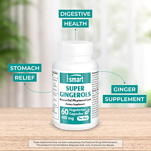 Supersmart - Super Gingerols 400Mg Per Day - Ginger Root Extract Supplement (20% Gingerol) - Digestive Health - Stomach Relief | Non-Gmo & Gluten Free - 60 Vegetarian Capsules #TOP1