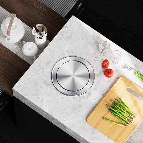 Image of 2.4 Gallon /9L Round Kitchen Trash Bin,The Countertop is Embedded in a Trash Can,Drop-in Trash Chute,Built-in Waste Basket,for Restaurant Home Hotel