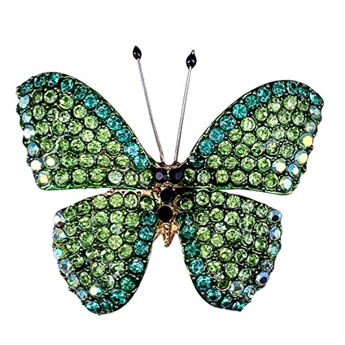Image of SELOVO Butterfly Crystal Brooch Pin Jewelry Rhinestone Gold Tone