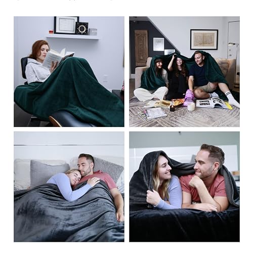 COOVA Oversized King Fleece Blanket 120x120 inches, Soft Cozy Warm Giant Extra Large 10'x10' Blanket for Bed, Sofa, Couch,Travel, Camping, California Huge Flannel Big Throw Blanket, Light Grey