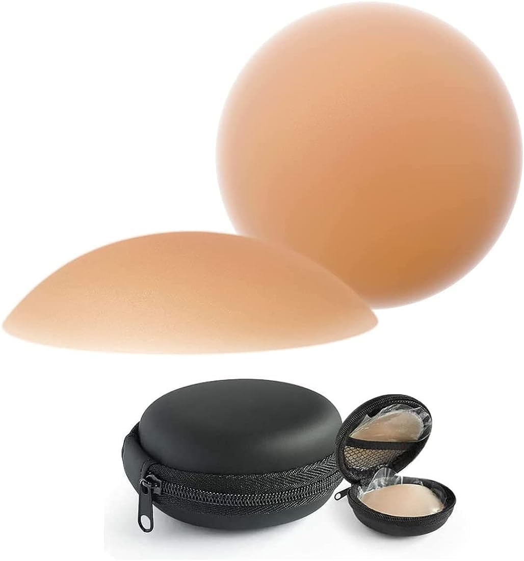 ucravo Reusable Silicone Nipple Covers for Women (1 Pair) Skin-Friendly Adhesive Breast Petals Invisible Nude Sticky Bra Covers Seamless Breathable Nipple Pasties for Backless Dresses, Strapless Tops-picture-34
