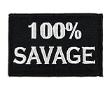 100% Savage Velcro Fully Embroidered Morale Tags Patch (Black and White)