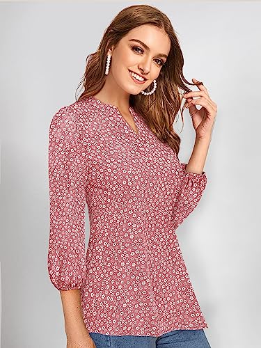 Image of KERI PERRY Women's Peach Rayon Floral Straight Western Top | Summer Top | Western Top | Top for Women | Women Top | Trendy Women Top