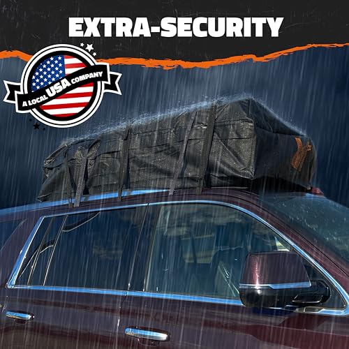 Image of Mockins 72 inchx48 inchx20 inch XXL Roof Cargo Bag for Top of Car, Truck, & SUV | 40 CuFt Weatherproof Car Topper Luggage Carrier Waterproof Bag | Soft-Shell Vinyl Car Rooftop Cargo Carrier Bag w /Accessories
