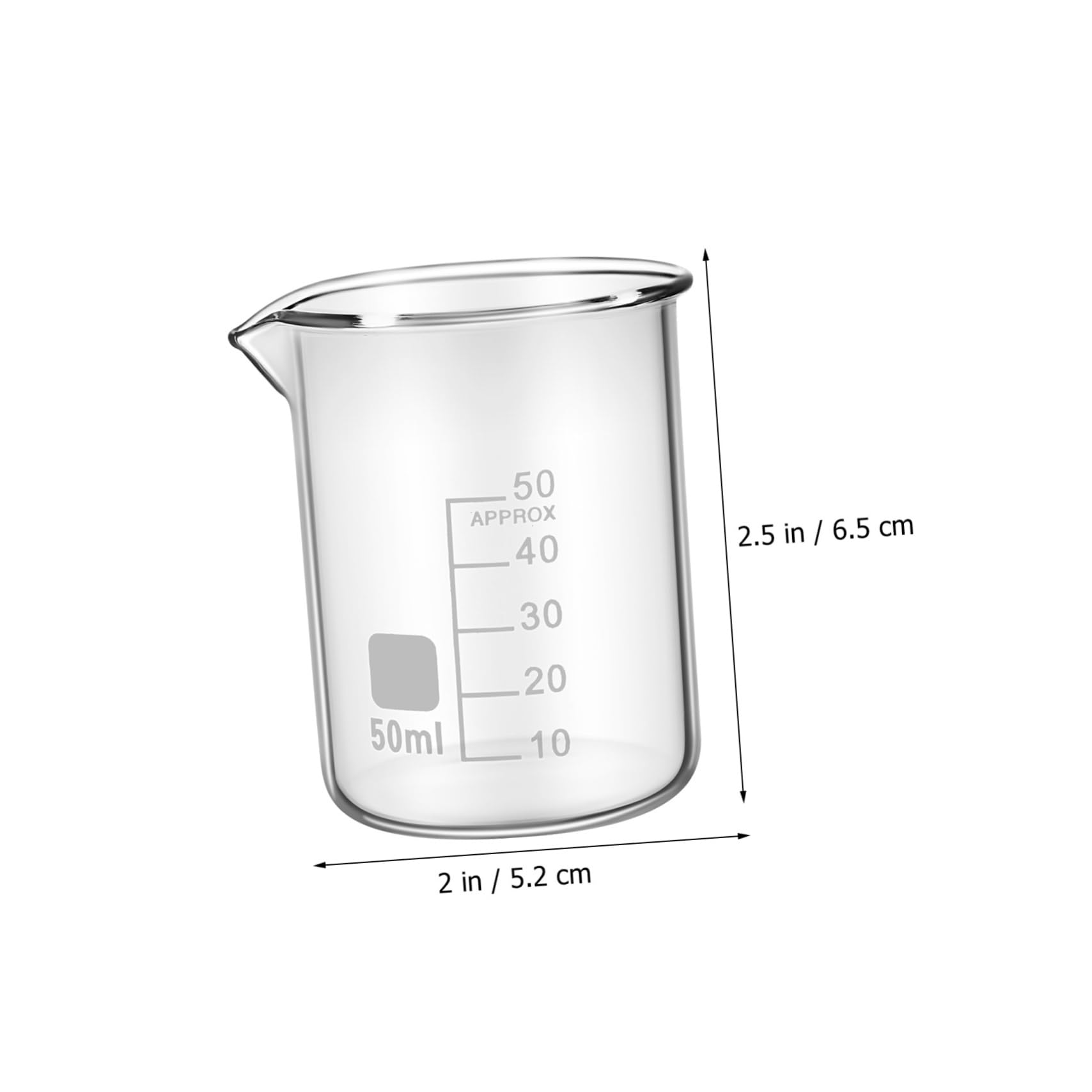 Garneck 50ml Graduated Lab Beakers Set of 20 Low Form Beakers for Laboratory and Kitchen Use