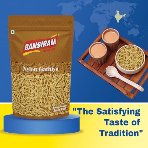 Image of Bansiram Namkeen | Nylon Gathiya | Crispy & Light | Traditional Indian Tea-Time Snack | Gujarati Namkeen Snack - 400gm