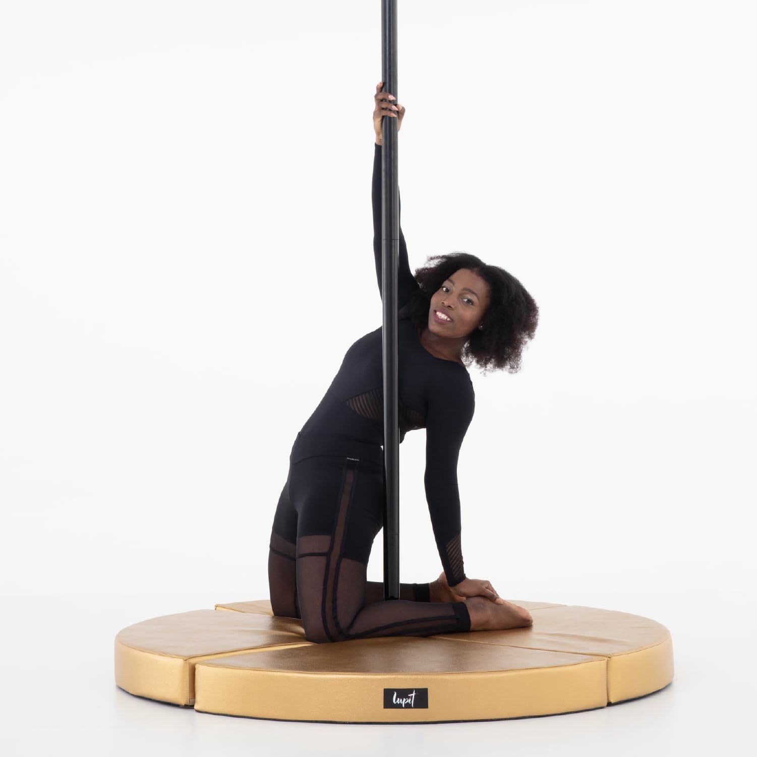 LUPIT POLE Premium Dance Mat - Foldable Crash Mat with High-Grade EPE Foam Padding + Water Resistant Elastic Leather Cover - Protective Fall Safety Cushion for Pole Dancing