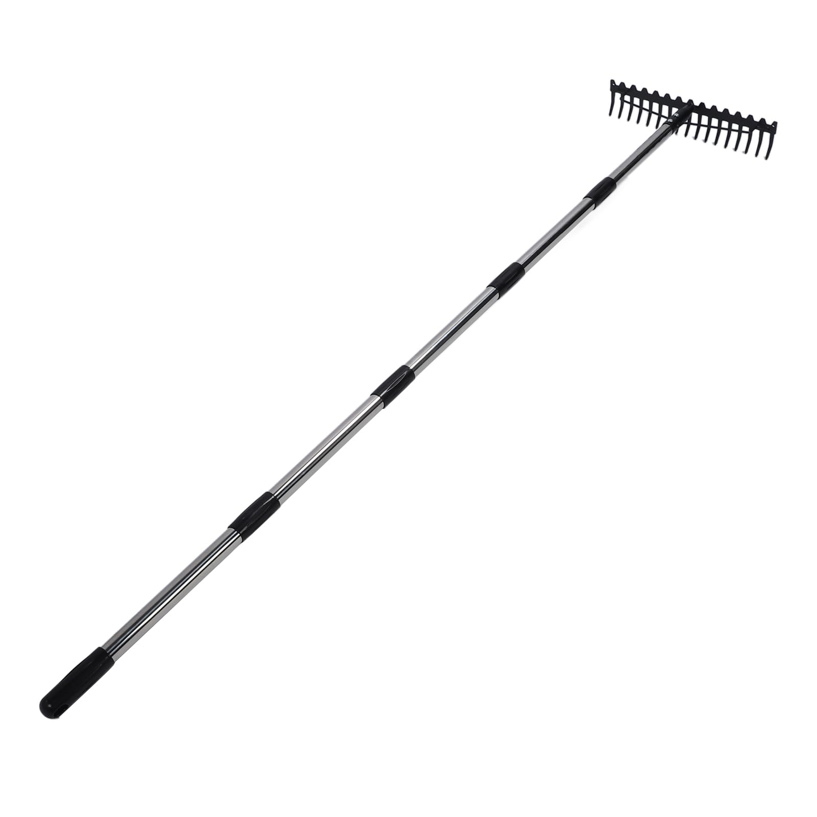 Ausla Rastrillo de Jardín, Herramienta de Rastrillo con Cabeza de Metal de Hierro y Acero Inoxidable con 17 Púas, Ajustable de 17 Pulgadas de Ancho, Diseño Desmontable para Aflojar el Suelo, (5