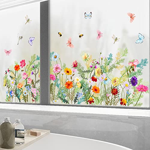 Vinilo decorativo floral electrostático para ventana 30x60 cm miniatura 1