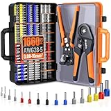 Preciva Sechskant Crimpzange Set, 0,08-16mm² Aderendhülsen Set, Kompatibel mit 1660 Einrohrklemmen,Selbsteinstellend Crimpzangen Aderendhülsenzange Krimpzange Presszange Elektrowerkzeug Set