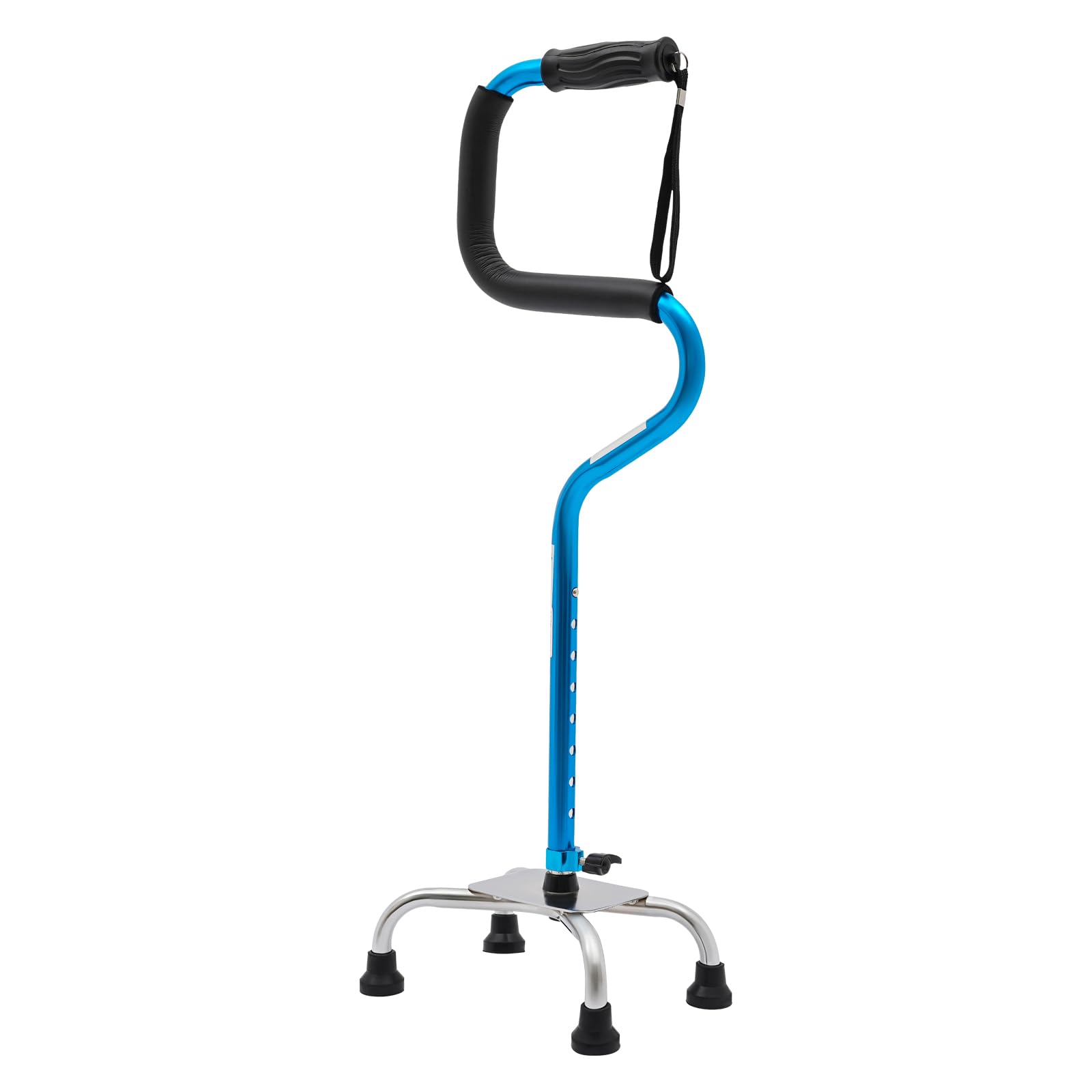 Bastón de 4 patas de aluminio – Altura ajustable (78 – 95,9 cm) – Capacidad máxima de 136 kg – Base antideslizante y mango ergonómico – Ideal para personas mayores y personas con movilidad reducida