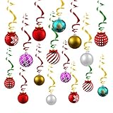 Merry Christmas Decorations Hanging Ceiling Swirls (30Pcs Fully-Assembled) Christmas Tree Ball Slices Cutout Swirls for Christmas Party Porch Home House Bar, Xmas Holiday Supplies Decorations