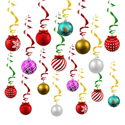 Merry Christmas Decorations Hanging Ceiling Swirls (30Pcs Fully-Assembled) Christmas Tree Ball Slices Cutout Swirls for Christmas Party Porch Home House Bar Xmas Holiday Supplies Decorations