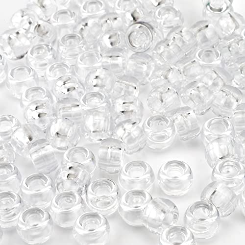 QPIXVB 1100PCS Clear Pony Beads,Kit Beads for Bracelets Making,Clear Bead for Hair,Bead for Keychain Necklace Making,Jewelry Making,Crafts,Necklace Keychain Charms Making Supplies
