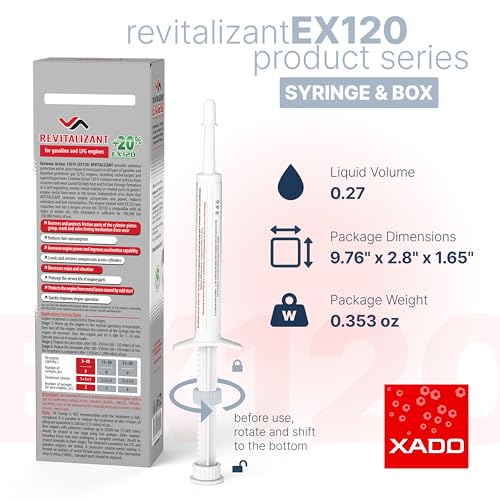 XADO EX120 Motor Oil Additive - Engine Restore - Ceramic-Metal Coating and Revitalizant - Oil Treatment for High Mileage Engines - Restores Worn Metal Parts - for Gas and LPG Vehicles (Syringe 8 ml) - Thumbnail 2