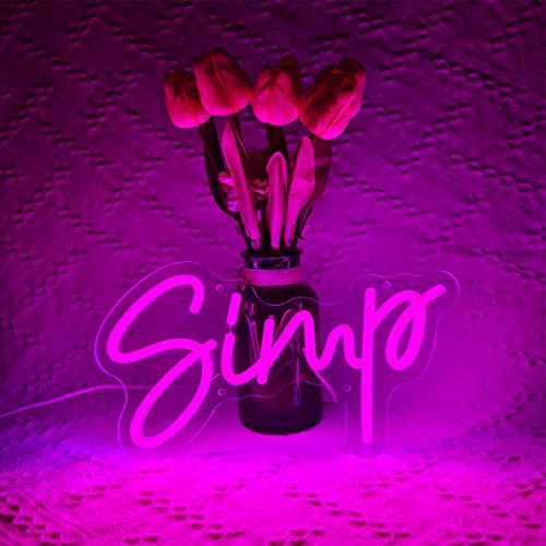 Neon Sign, Simp Neon Signs for Wall Decor, Neon Light USB Powered with Dimmer, Simp Neon Lights for Bedroom, Congrats Birthday Gifts for Women, Kids 12x7 Inch Hot Pink