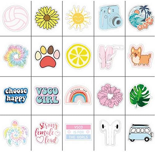 100 PCS Cute Colourful Stickers, Preppy Stickers Waterproof Vinyl Decals Aesthetic Sticker for Phone Luggage Bumper Guitar Skateboard Bike