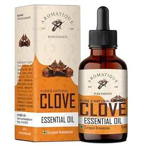 Aromatique Pure Clove Oil For Teeth Pain- Natural Aromatic Essence for Freshening Ambiance, Dental Care, and DIY Skincare - Pure & Undiluted, 15ml