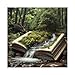 Book Forest Puzzle for Adults 1000 Pieces Nature, Fantasy Plant Jigsaw Puzzle, Cozy Tree River Green Puzzle