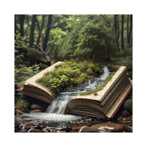 Puzzle BBOLDIN Bosque en el Libro para Adultos 1000 Piezas Naturaleza, Fantasía Planta Rompecabezas, Árbol Acogedor Río Verde miniatura 2