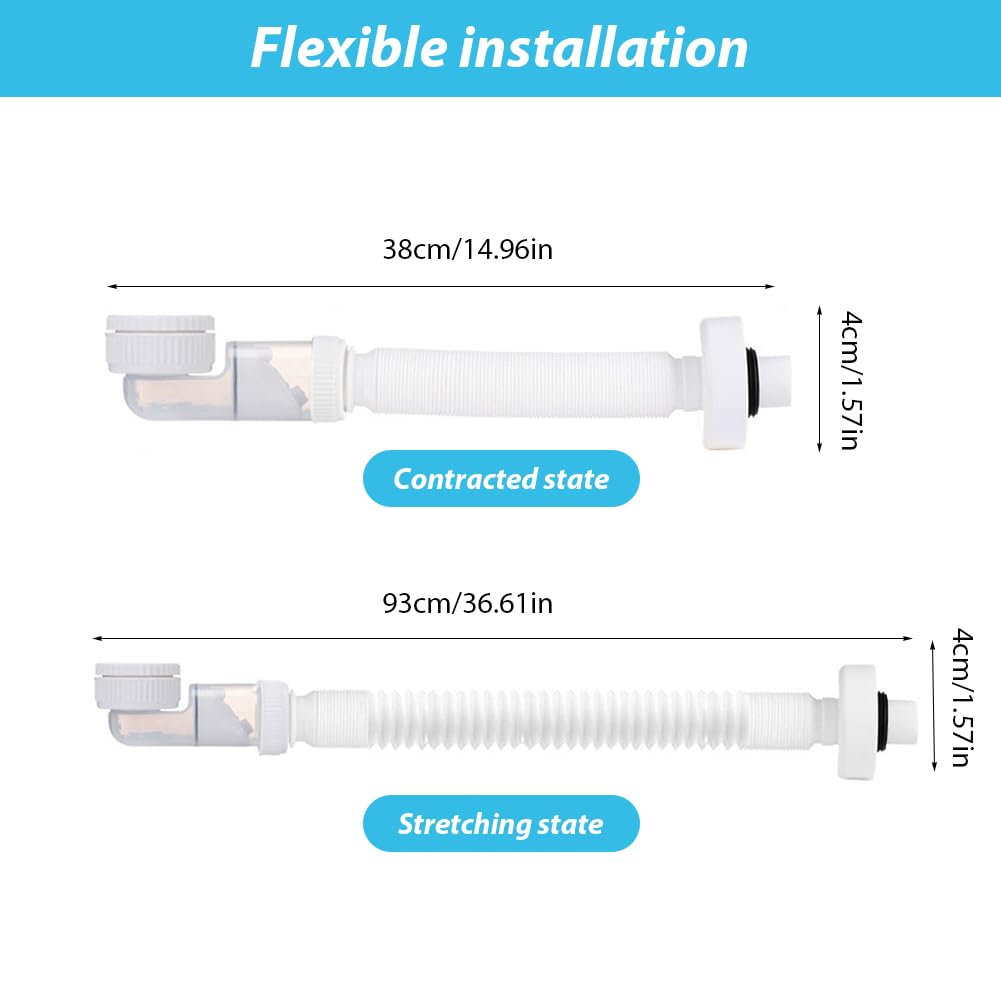 Gohytal Flexible Waste Pipe, 1 1/4" Bathroom Sink Plumbing Parts, Odour-Proof Sink Waste Trap, Replaceable Drain Down Hose - Image 3