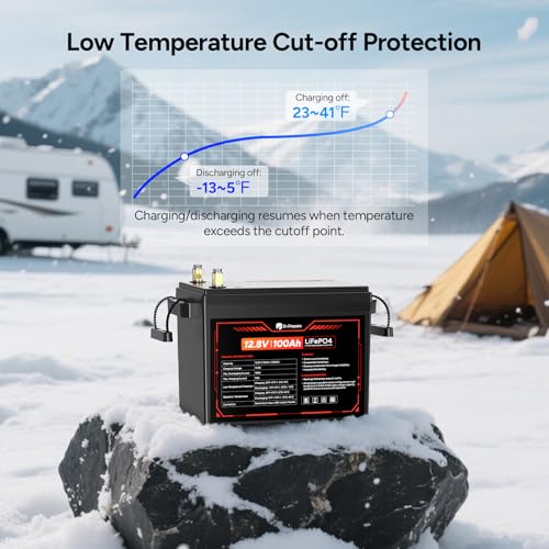 drprepare 12v 100ah lifepo4 lithium battery 1280wh deep cycle lithium iron phosphate battery with 100a bms low amp high temp protection for rv marine solar power off-grid home energy storage