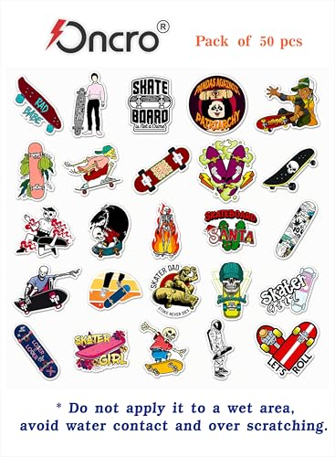 Image of 50 pcs Skateboard Sports Lovers Stickers Vinyl Vintage Boys Positive Affirmation Quotes Aesthetic Decorate Accessories for Mobile Fridge Laptop Bottle Journal Guitar Office Room Stationery