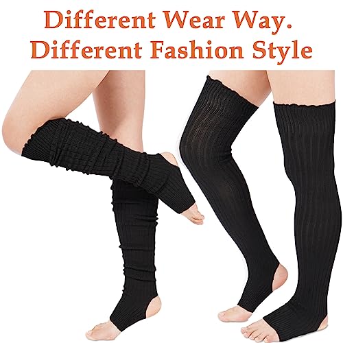 Image of Moon Wood Long Leg Warmers for Women 80s Neon Ribbed Knit Leg Warmers for Girls 80s Party Dance Sports Socks