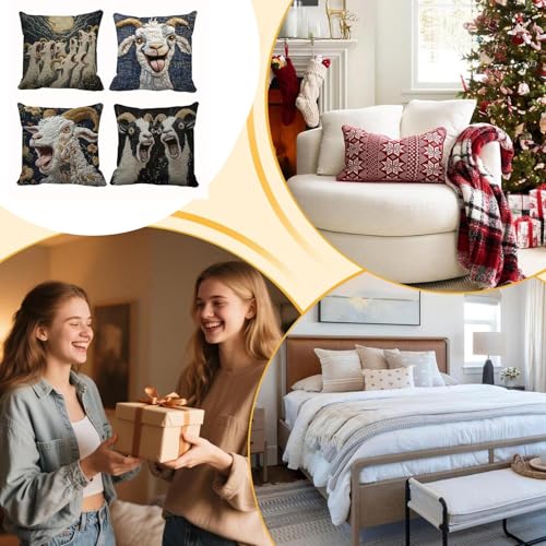 Fundas de almohada con diseño de cabra para decoración interior de casa 5