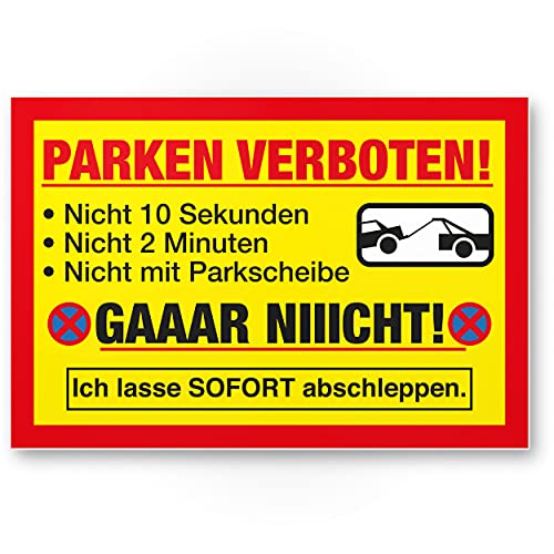 Komma Security Parken Verboten Schild Lustig 30 x 20 cm Parkverbotsschild Privatparkplatz - Verbotsschild Hinweisschild Parkplatz freihalten - Parkverbot Schild Warnhinweis