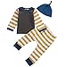 Baby Boys Infant Striped Long Sleeve Top with Leggings and Hat 3pcs Outfits Set