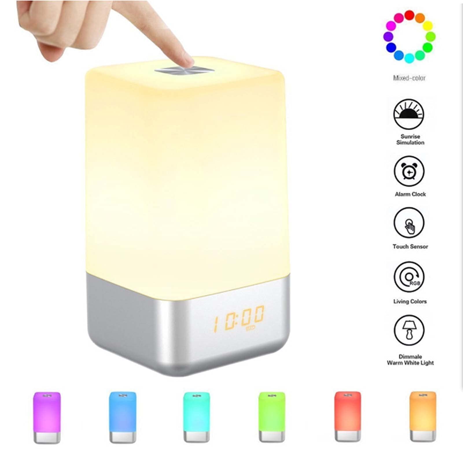 Control Táctil Wake Up Light, Despertador de Amanecer, con Snooze, 7 Colores, 7 Sonidos Naturales