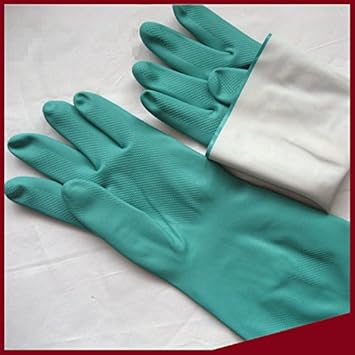 Genric Oil, Acid Alkali Resistant Nitrile Industrial Gloves (Green)